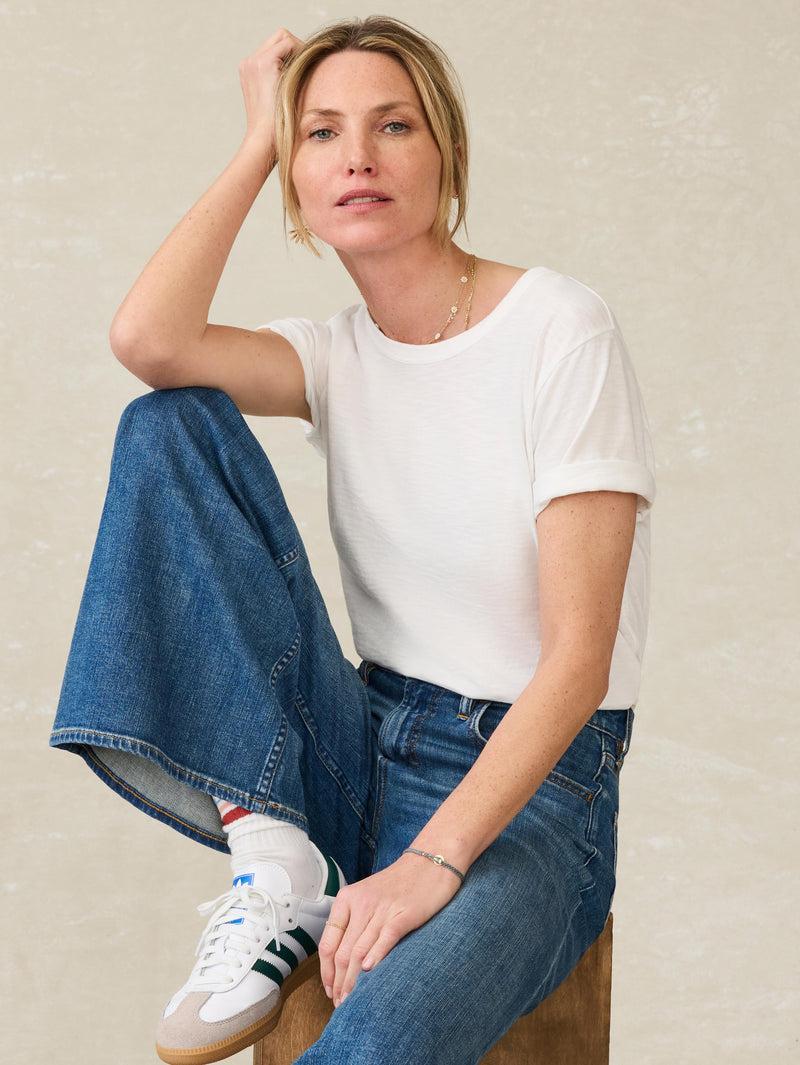 Sunwashed Regenerative Cotton Essential Tee - White Product Image