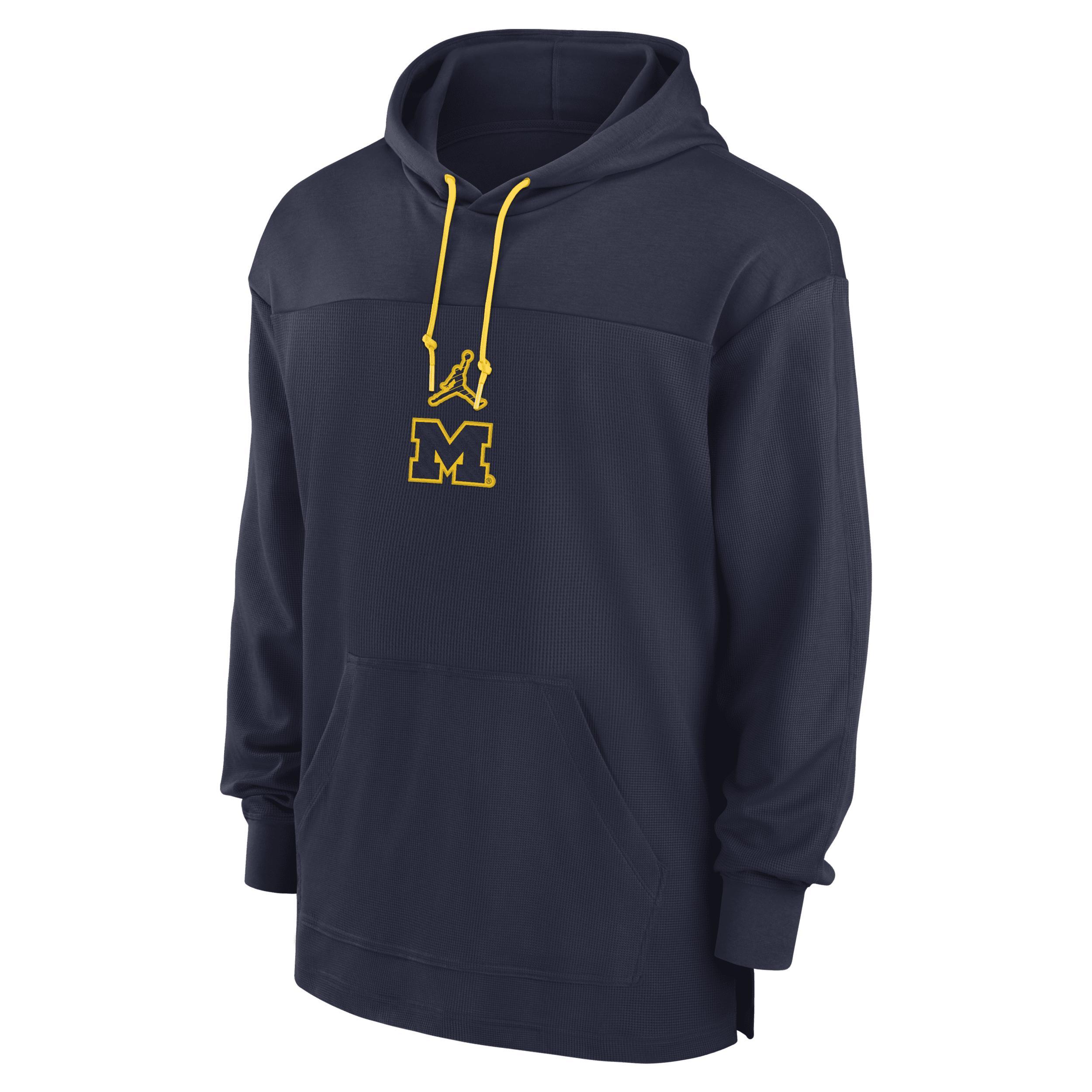 Mens Michigan Wolverines Sideline Jersey Jordan Dri-FIT College Pullover Hoodie | 02FICNAMMWN-X7R Product Image