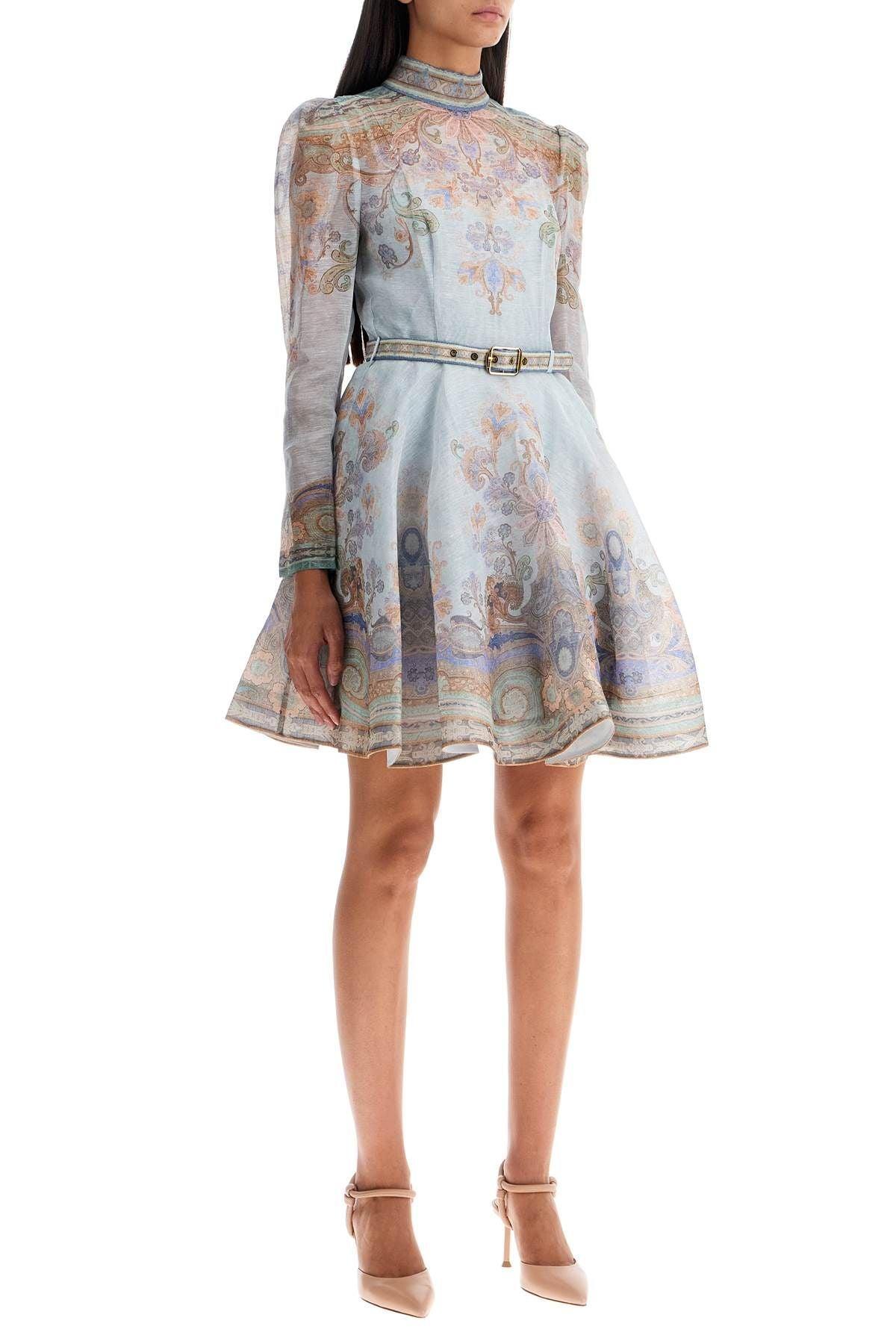 ZIMMERMANN Eden Belted Flower-and-paisley-print Linen And In Light Blue Product Image