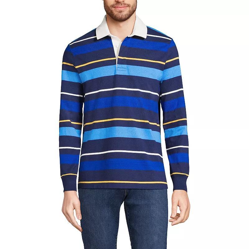 Men's Lands' End Striped Rugby Shirt, Size: Medium, Navy Blue Stripe Product Image