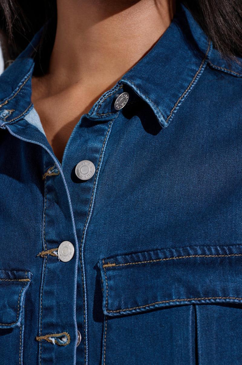 CARRIE BUTTON DOWN DENIM VEST TOP Product Image