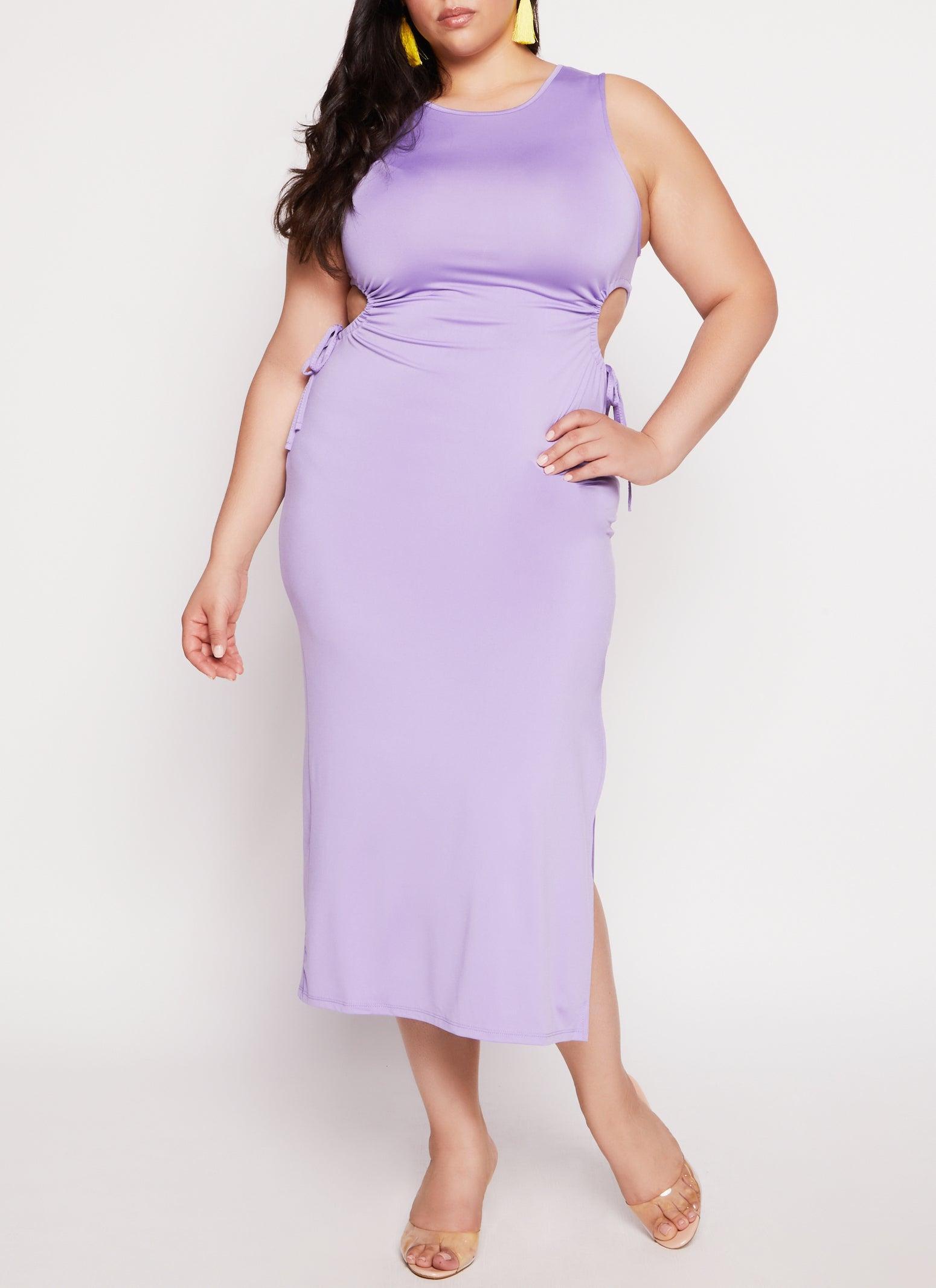 Womens Plus Size Drawstring Cut Out Tank Dress Product Image