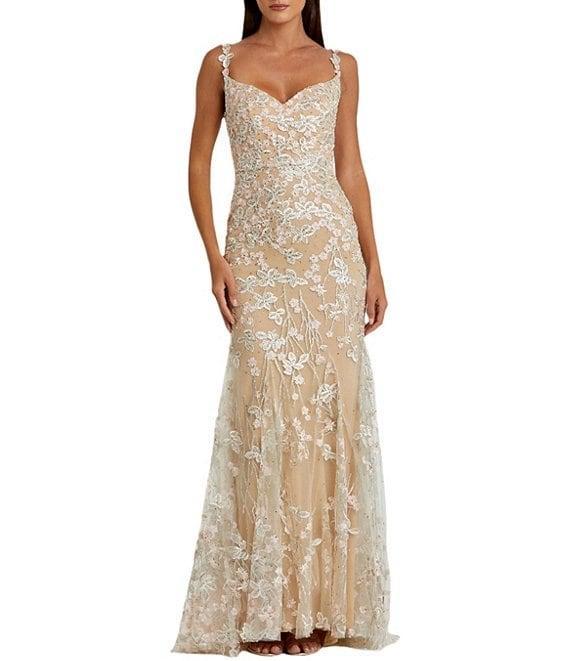 Mac Duggal Sweetheart Neck Corset Bodice Floral Embroidered Sheath Gown Product Image