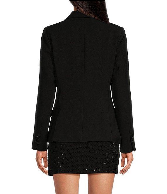 Skies Are Blue Woven Rhinestone Notch Collar Neck Long Sleeve Button Front Blazer Product Image
