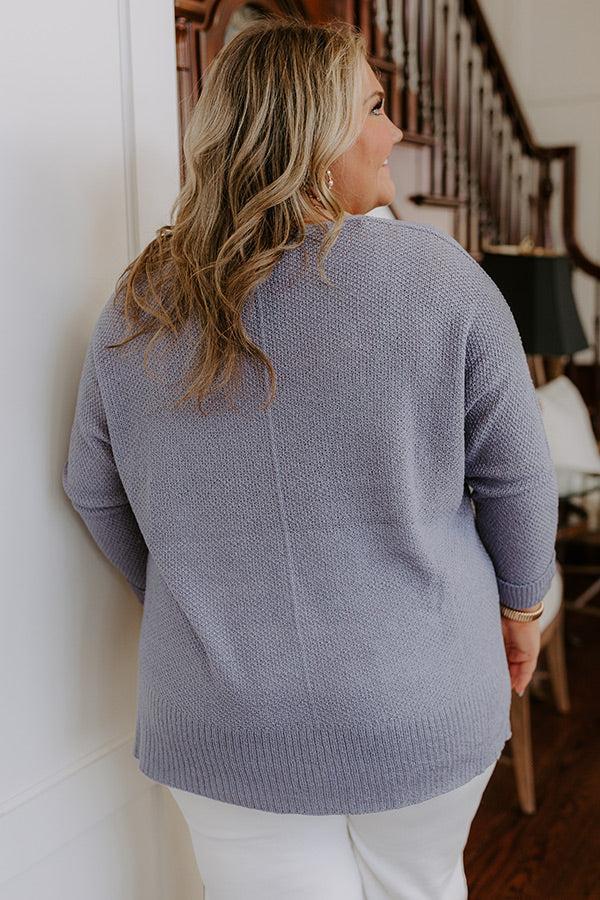 Morning Dew Knit Sweater Top in Periwinkle Curves Product Image