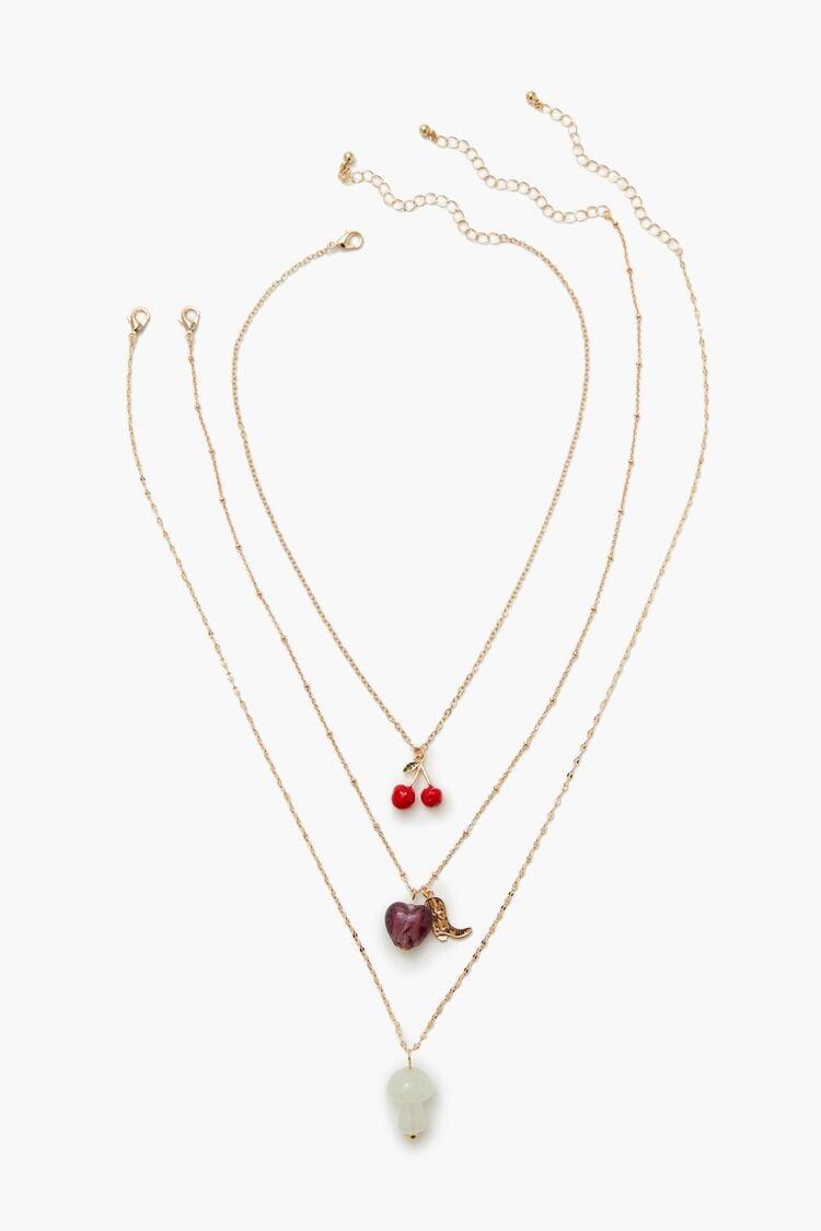 Faux Stone Charm Necklace Set | Forever 21 Product Image