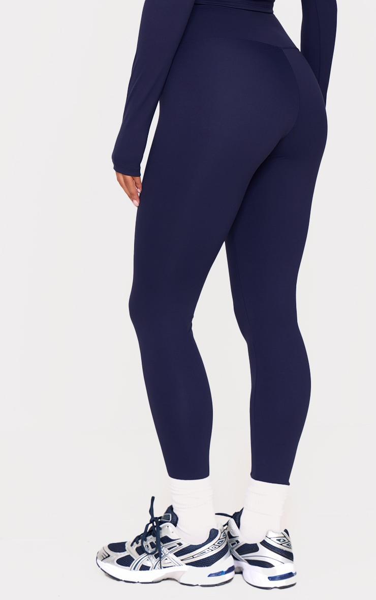 Navy Sculpt Wrap Waist Gym Leggings Product Image