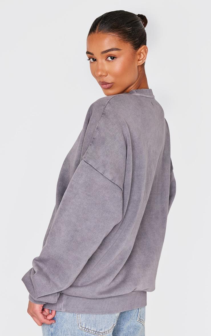 Mauve Washed Slouchy Crew Neck Sweatshirt Product Image