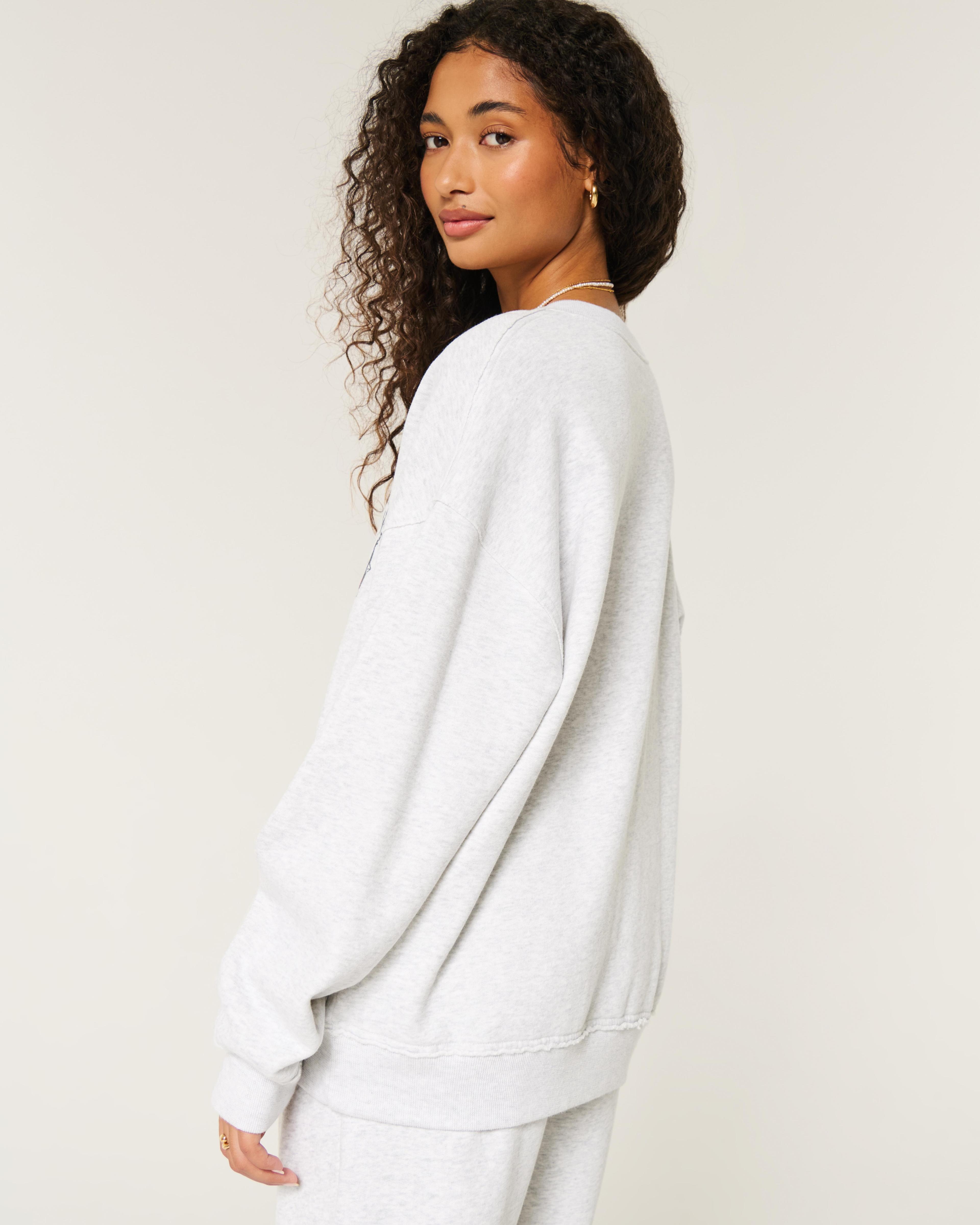 Oversized New York Graphic Notch-Neck Sweatshirt Product Image