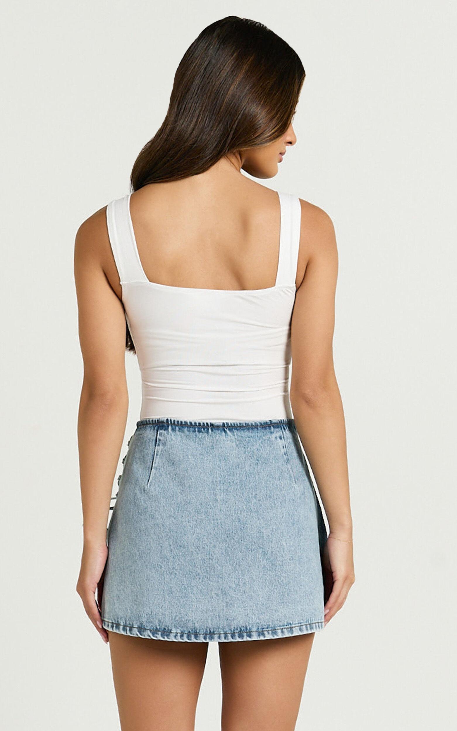 Off My Back Bodysuit - Square Neck Bodysuit in White Product Image