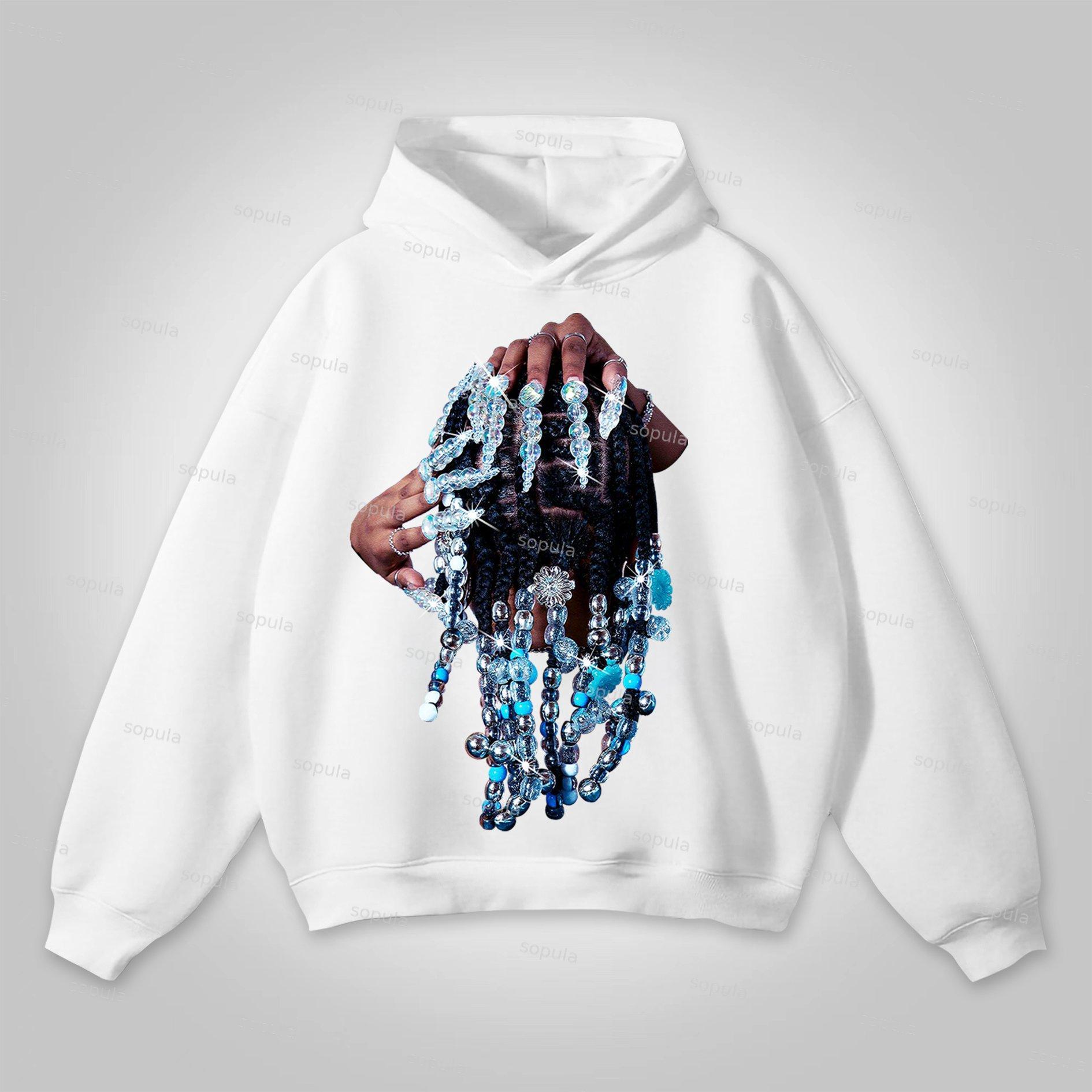 Sopula Diamond Jewelry Finger Portrait Print Hoodie Product Image