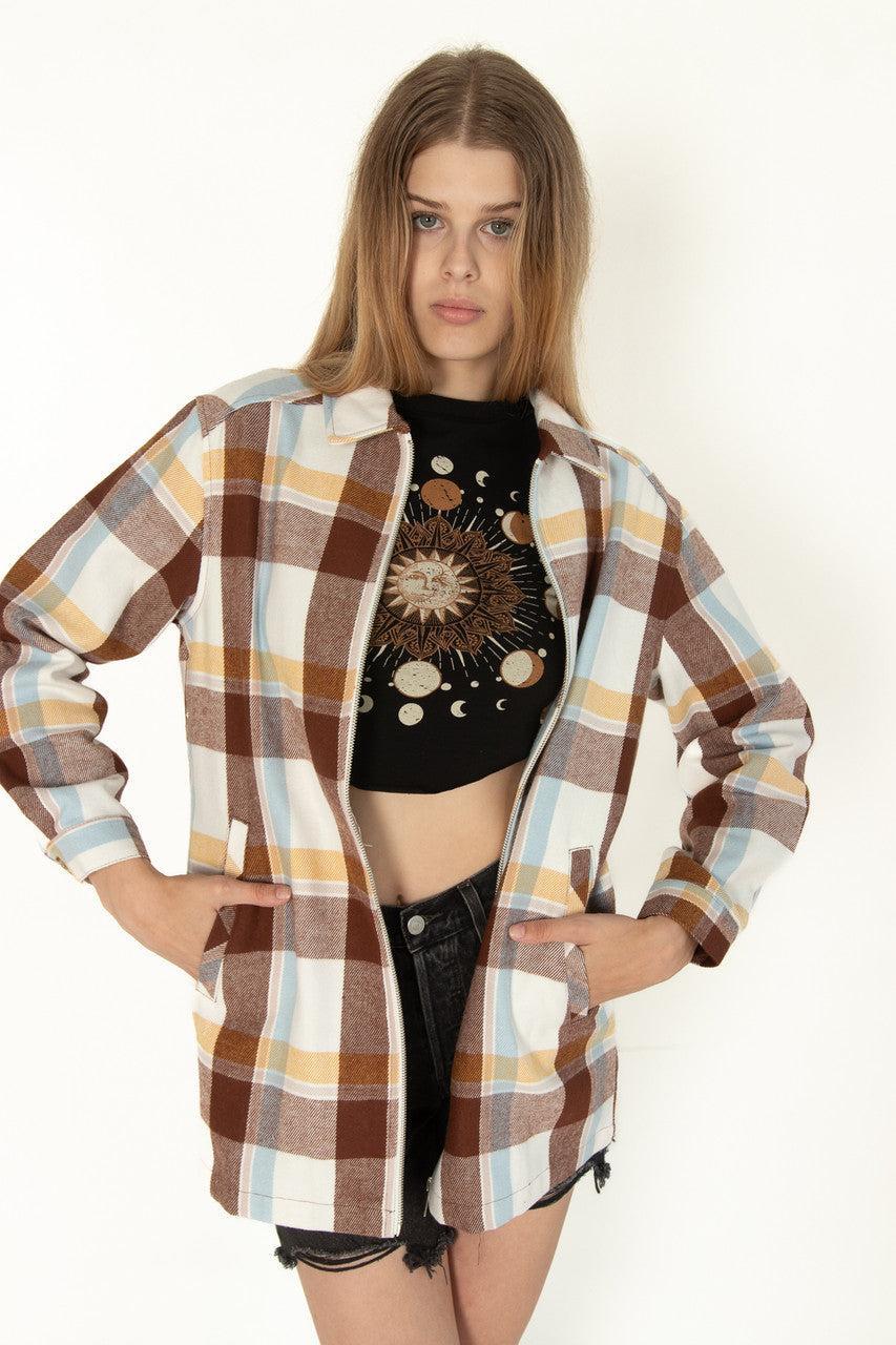 Plaid Zip Shacket Product Image