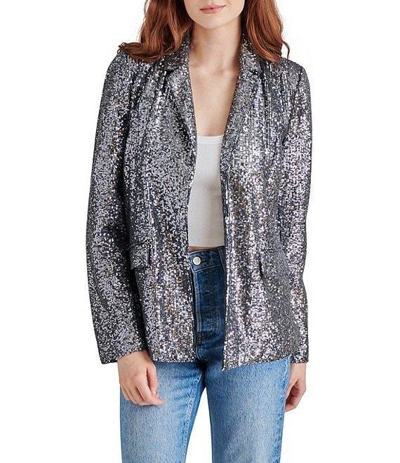 Steve Madden Payton Sequin Notch Lapel Long Sleeve Blazer Product Image