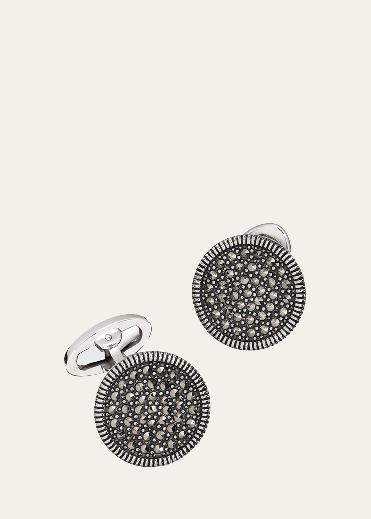 Jan Leslie Sterling Silver and Marcasite Coin-Edge Cufflinks Product Image