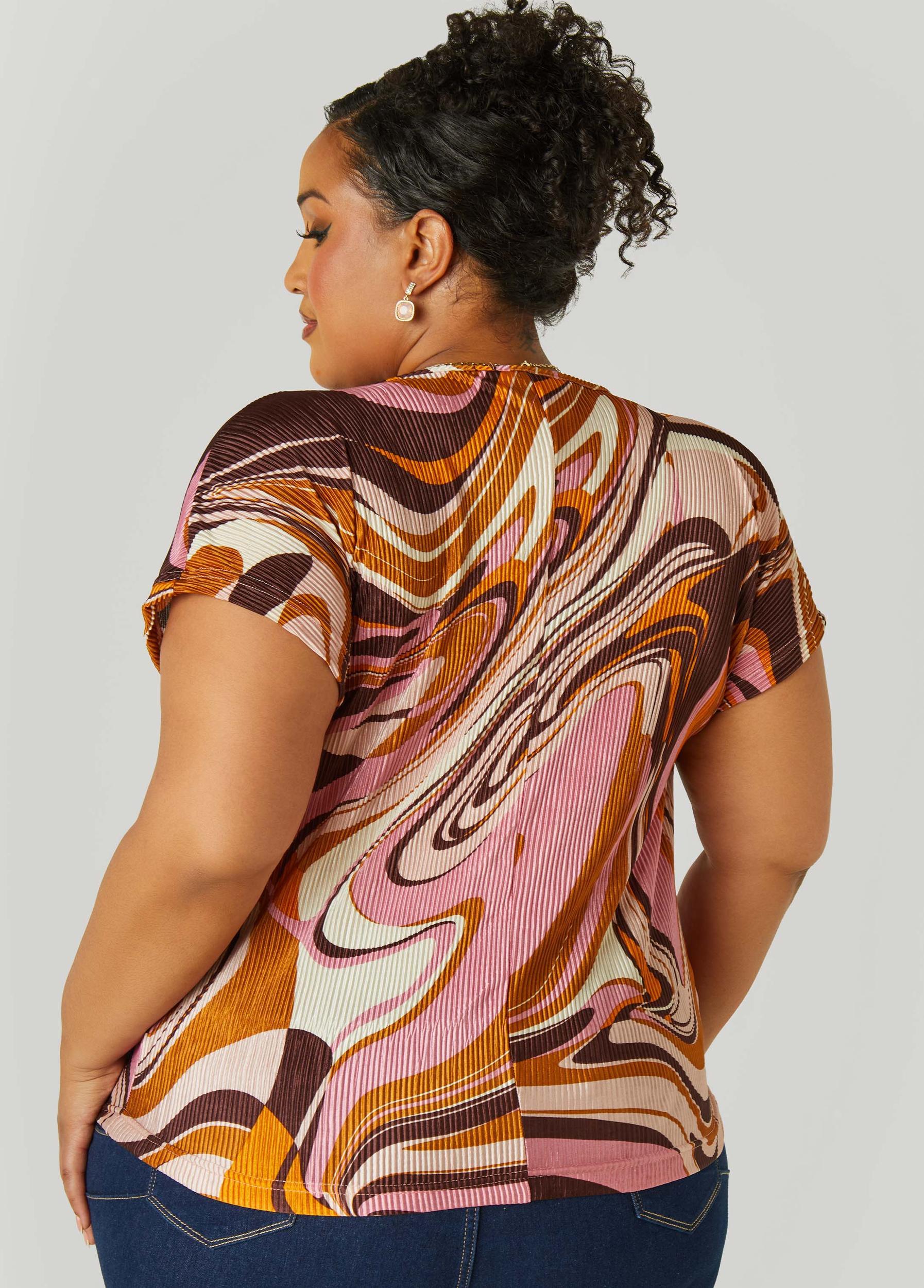 Plisse Swirl Print Top Product Image
