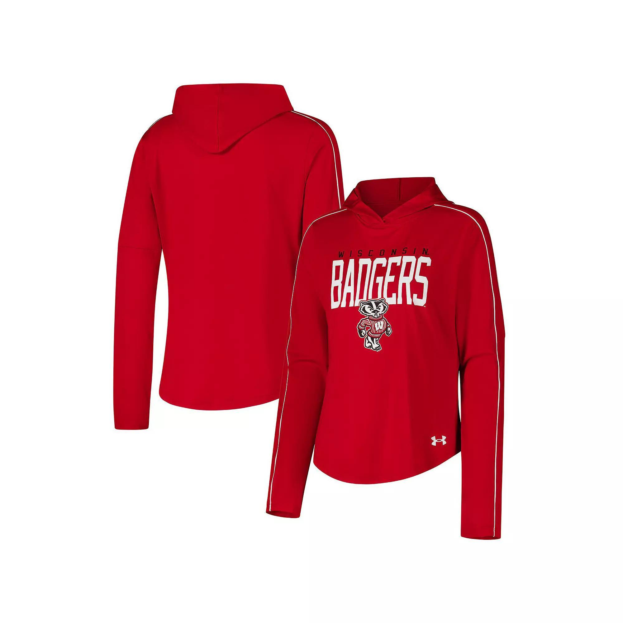 Women's Under Armour Red Wisconsin Badgers Gameday Knockout Long Sleeve Hooded T-Shirt,  Product Image