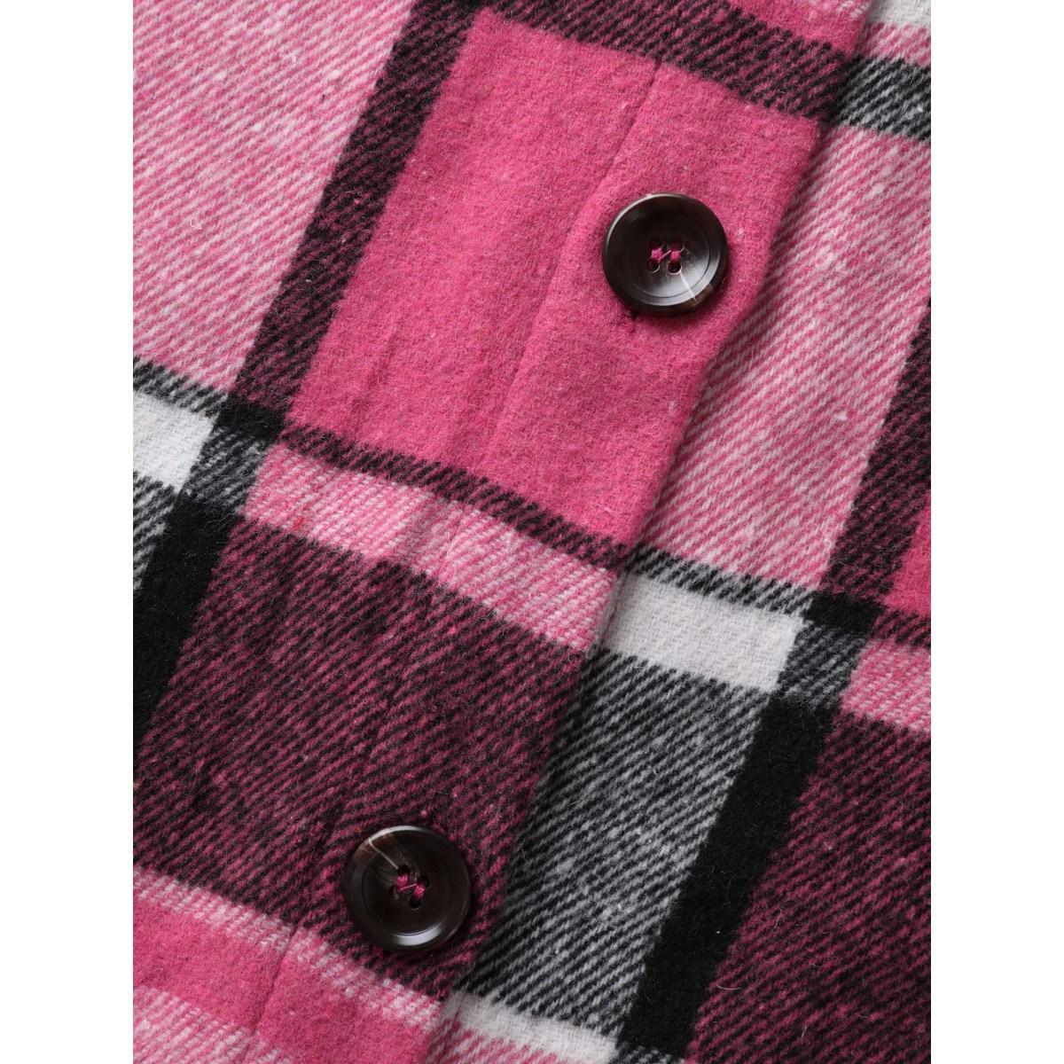 Plus Size Plaid Flap Detail Sleeveless Jacket Women Rosered Button Side seam pocket Casual Jackets BloomChic 28/5X Product Image