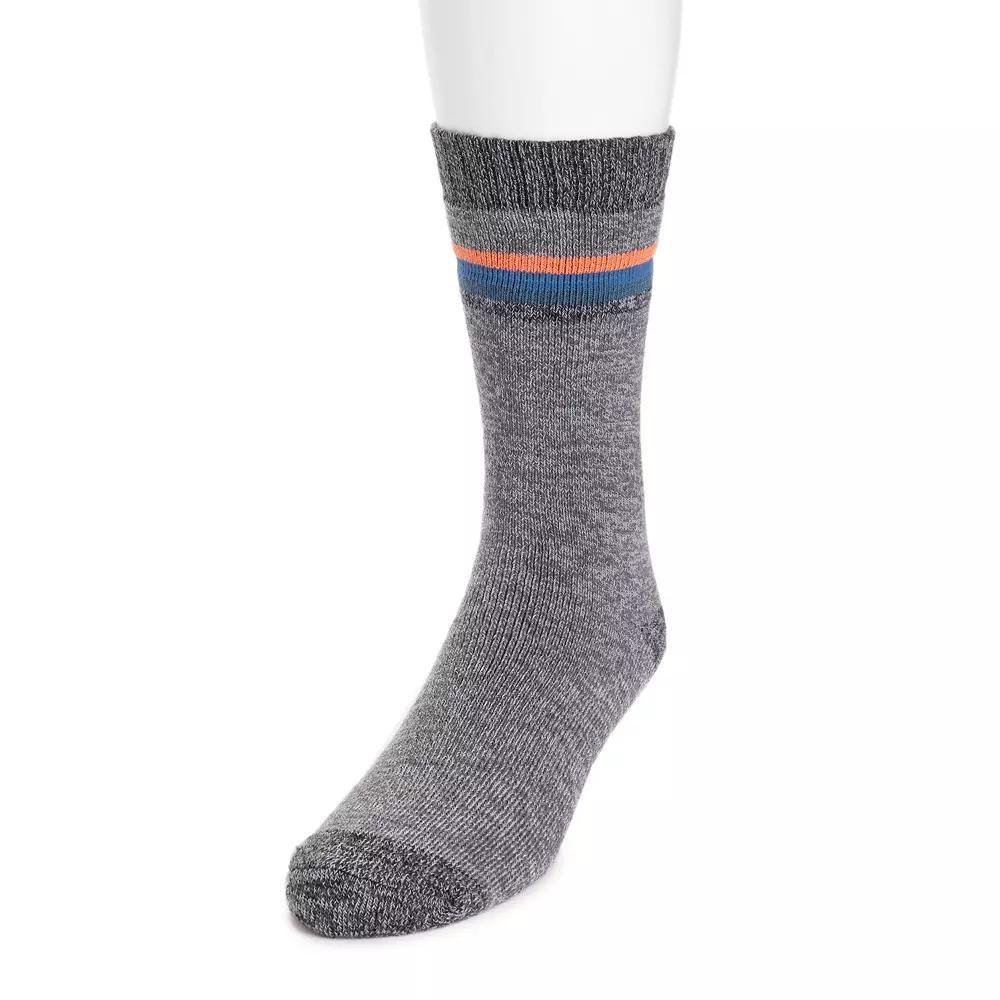 Men's MUK LUKS Stripe Top Crew Socks, Gray Stripe Product Image