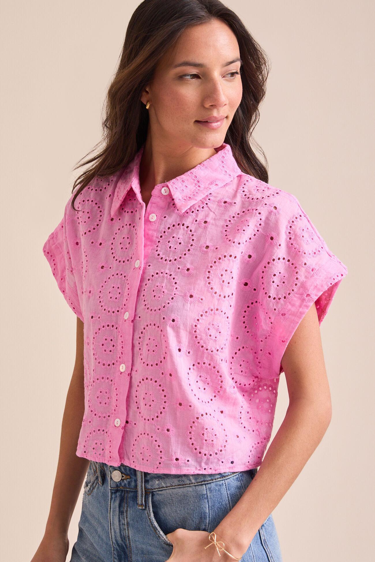Devra Eyelet Button Up Top Product Image