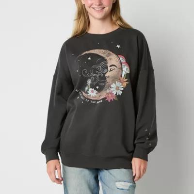 Juniors Womens Crew Neck Long Sleeve Sweatshirt Product Image