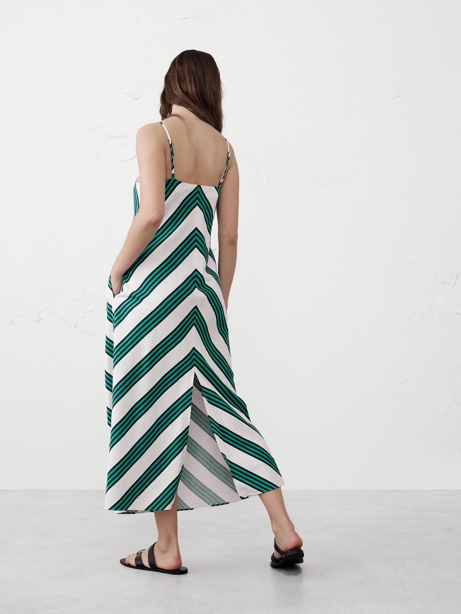 Linen-Blend Strappy Midi Dress Product Image