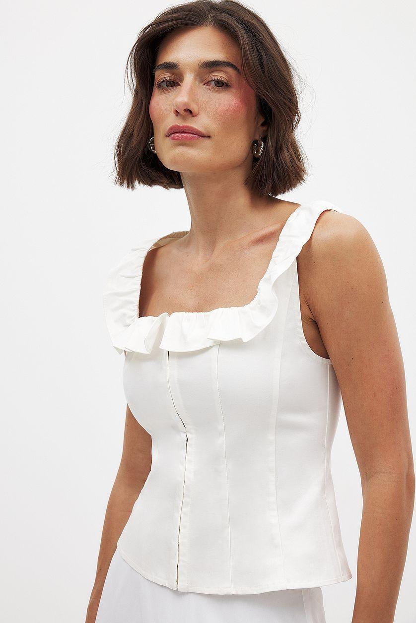 Square Neck Ruffle Corset Top Product Image