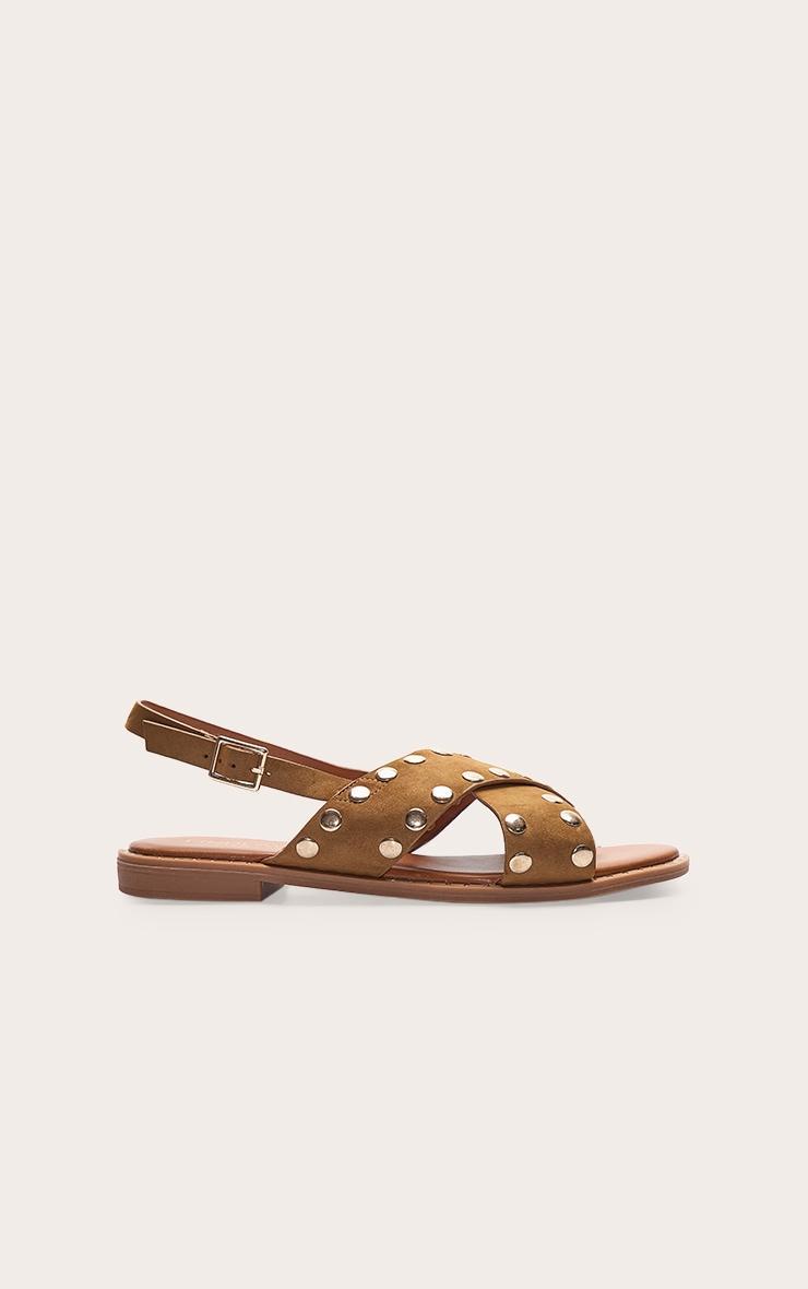 Tan Faux Suede Studded Sling Back Sandal Product Image