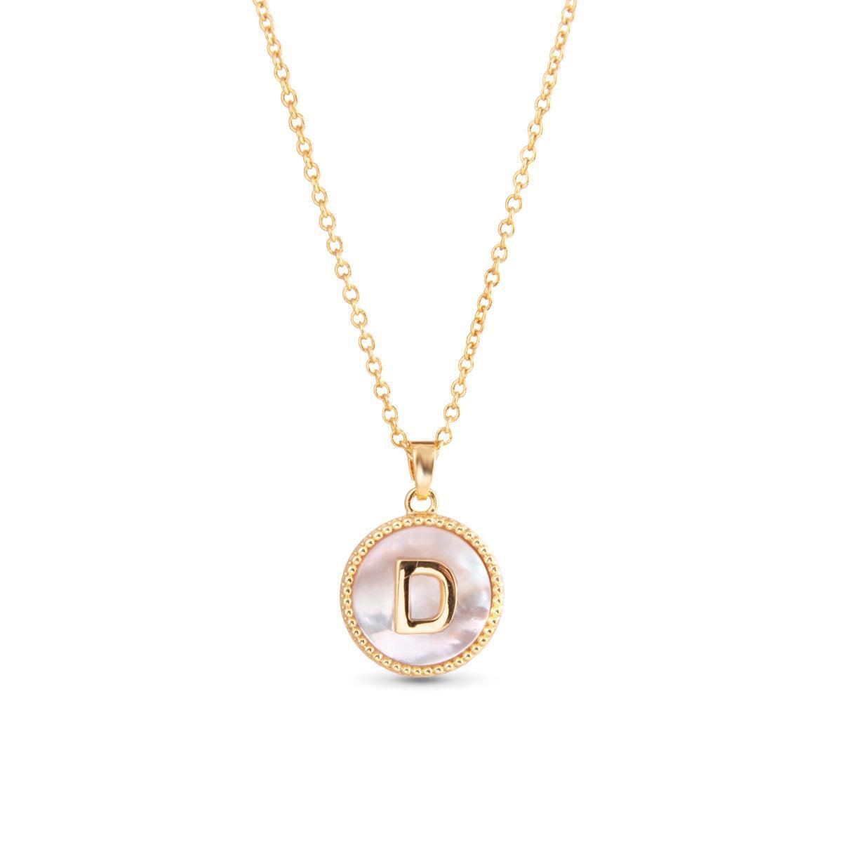 Gold Mother of Pearl Initial Necklace Product Image