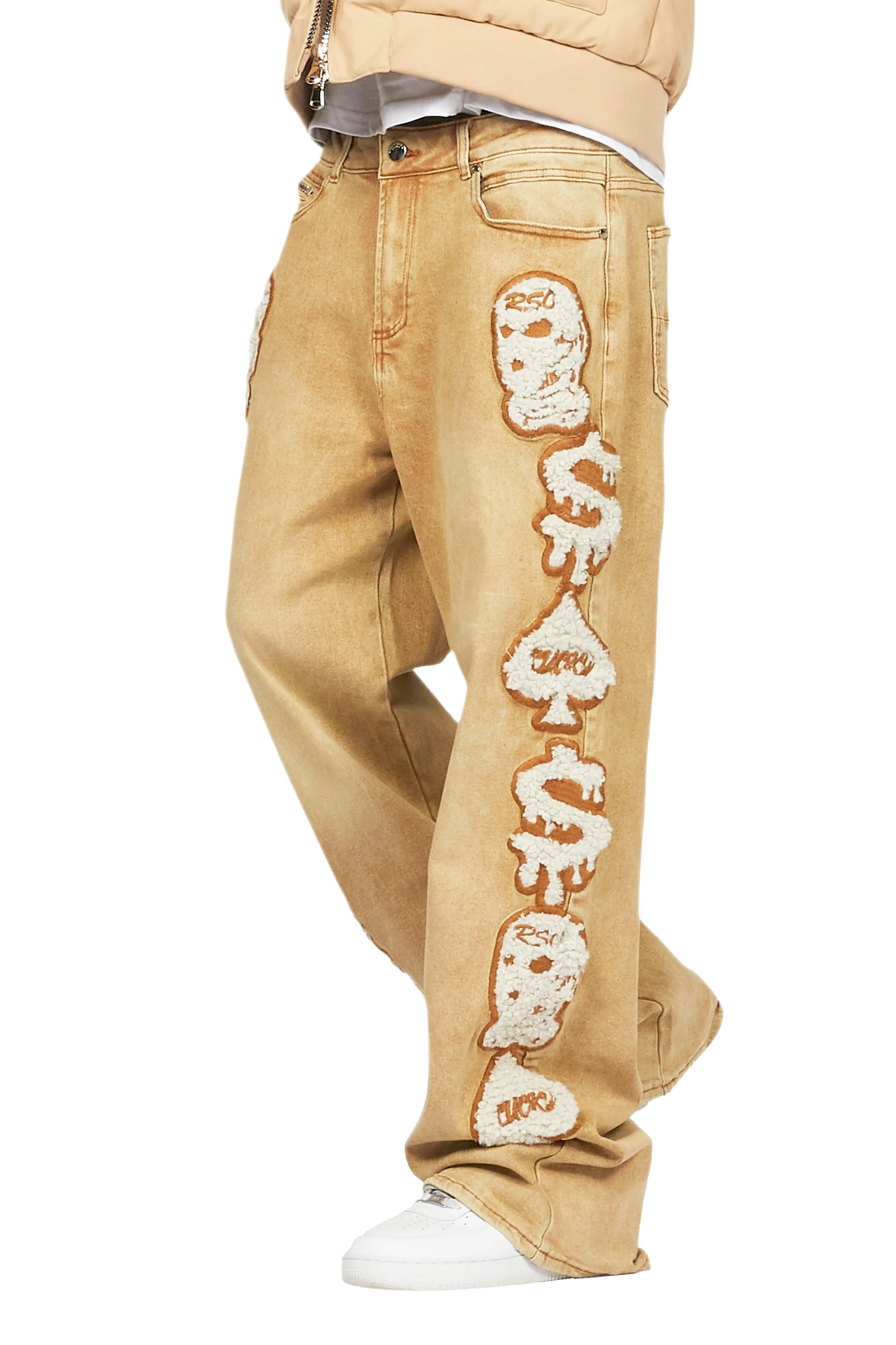 Francis Beige Baggy Fit Jean Male Product Image