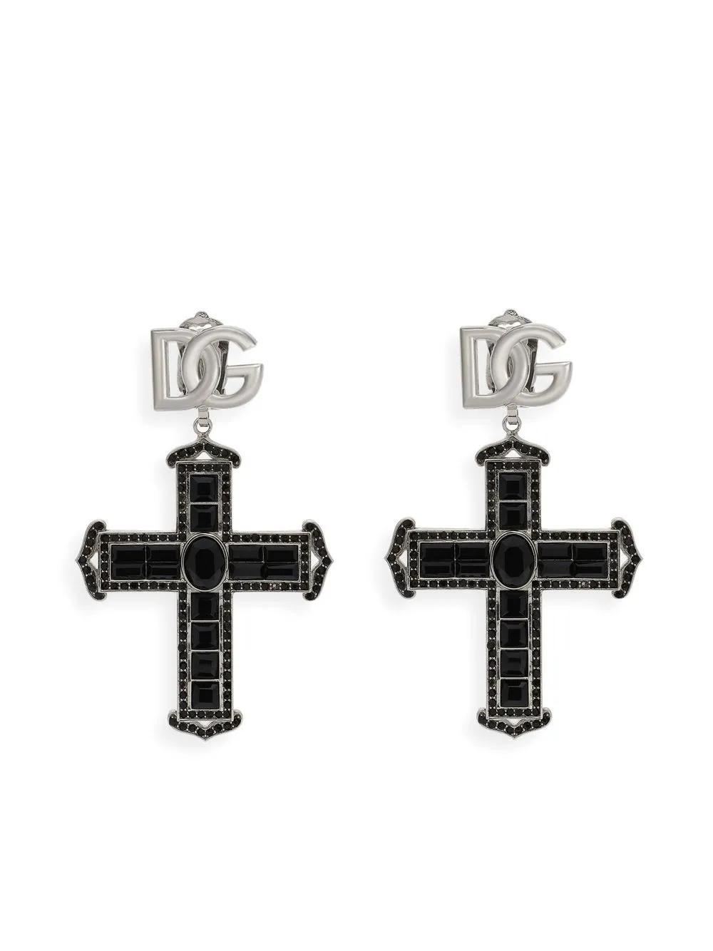 DOLCE & GABBANA Dg Cross Pendant Earrings In Black Product Image