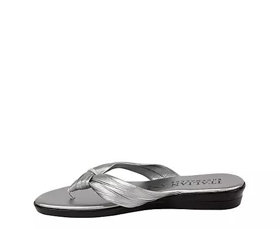 Womens Italian Shoemakers Aleena Flat Sandals Silver Product Image