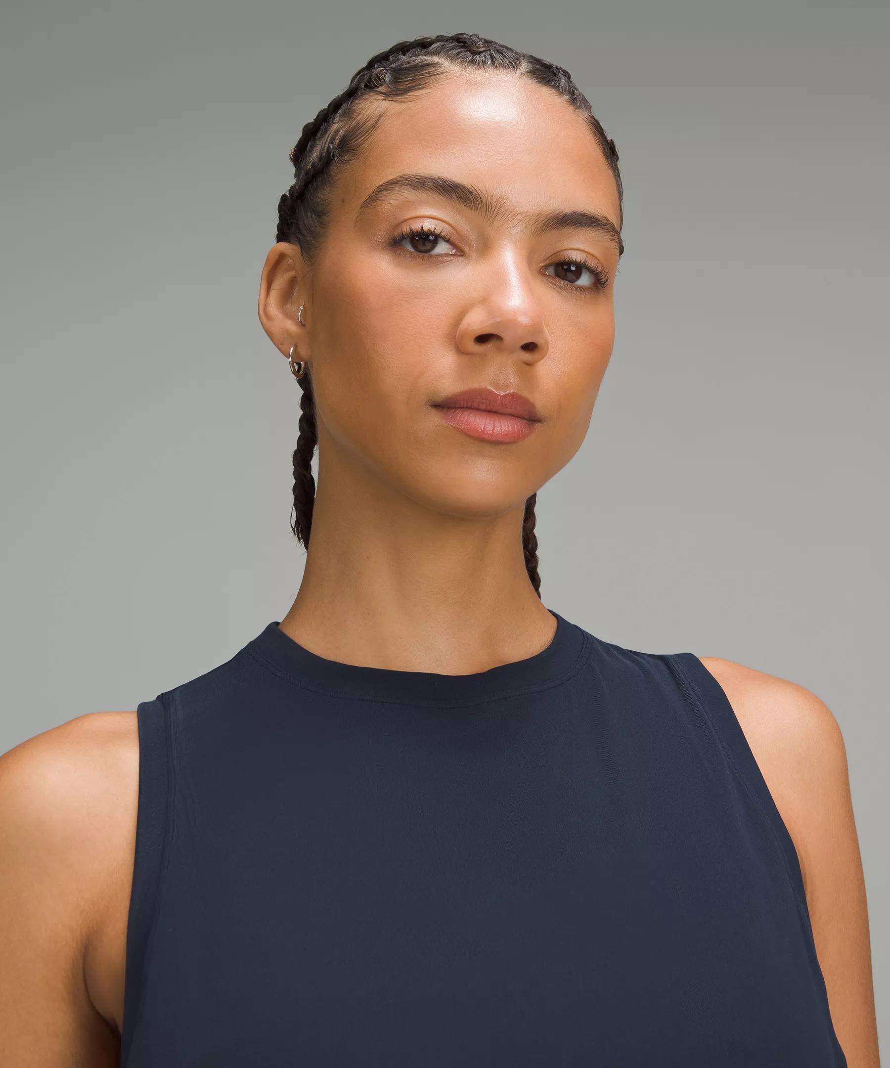 Soft-Knit Crewneck Cropped Tank Top Product Image