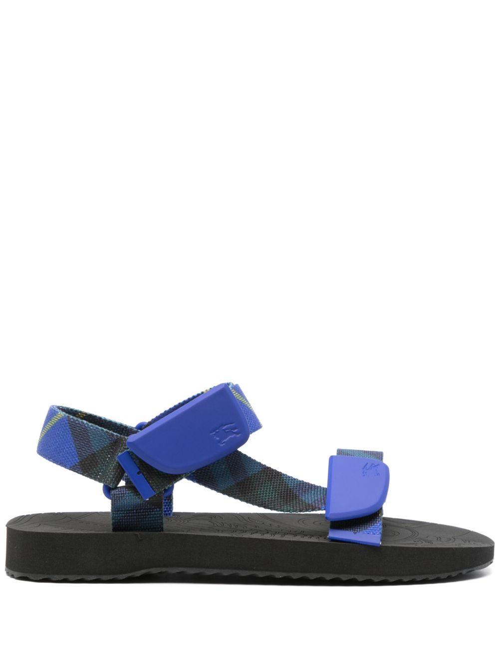 BURBERRY Check Trek Sandals In Bright Navy Product Image