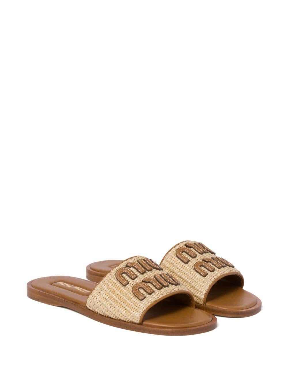 logo-patch raffia slides Product Image