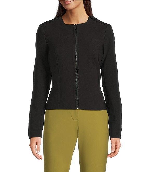 DKNY by Donna Karan Tech Tailoring Ruffle Back Zip Front Jacket Product Image