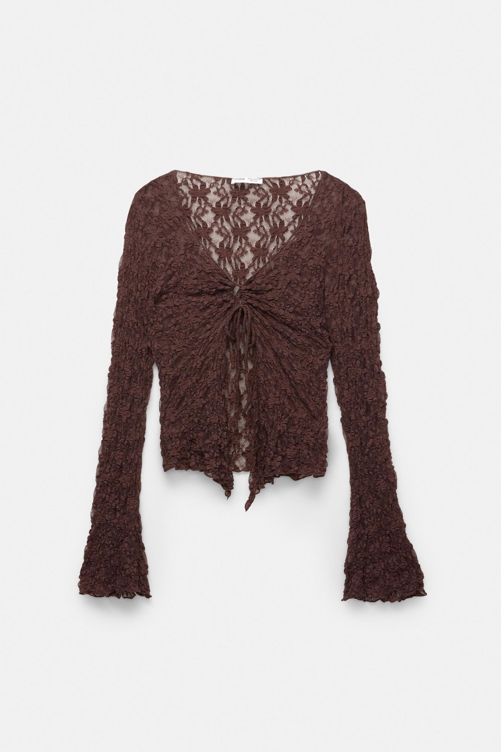Lace blouse with bow Product Image