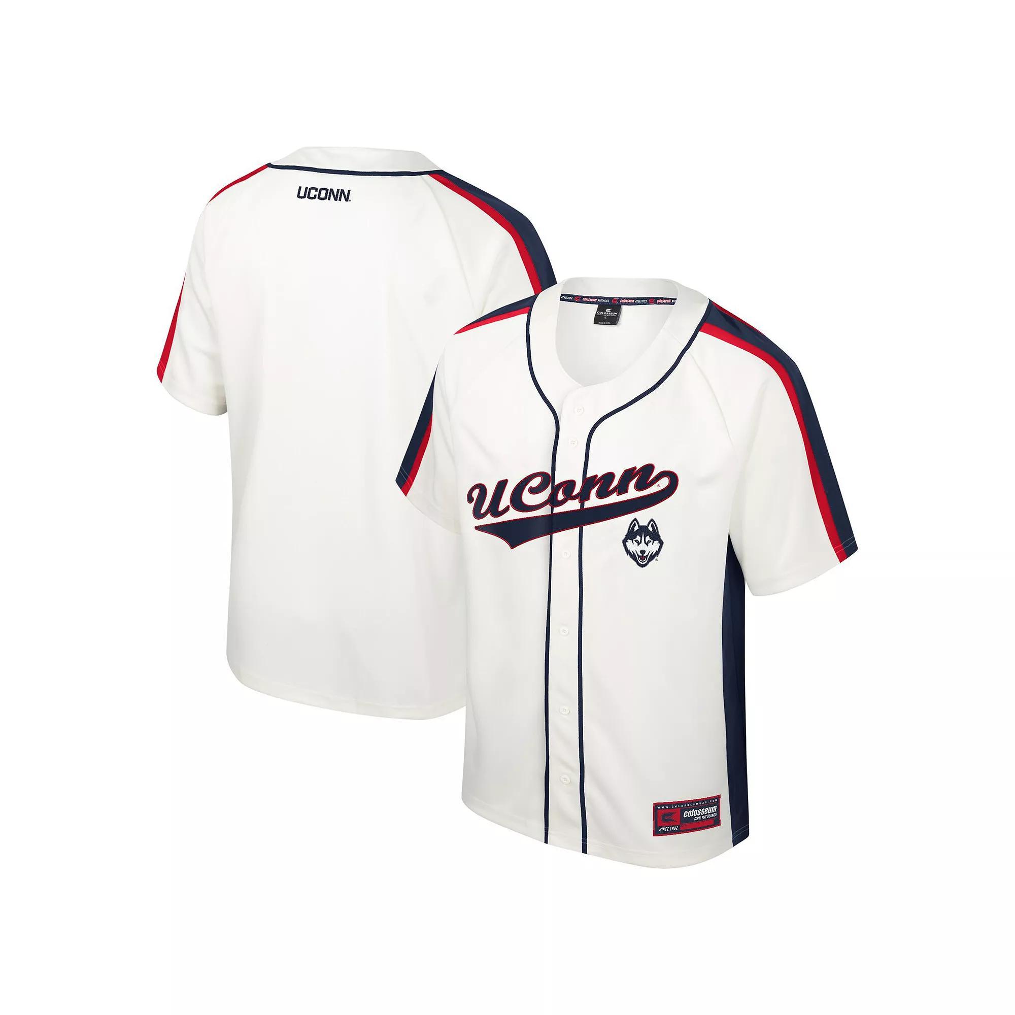 Men's Colosseum Cream UConn Huskies Ruth Button-Up Baseball Jersey, Size: 2XL, Beige Product Image