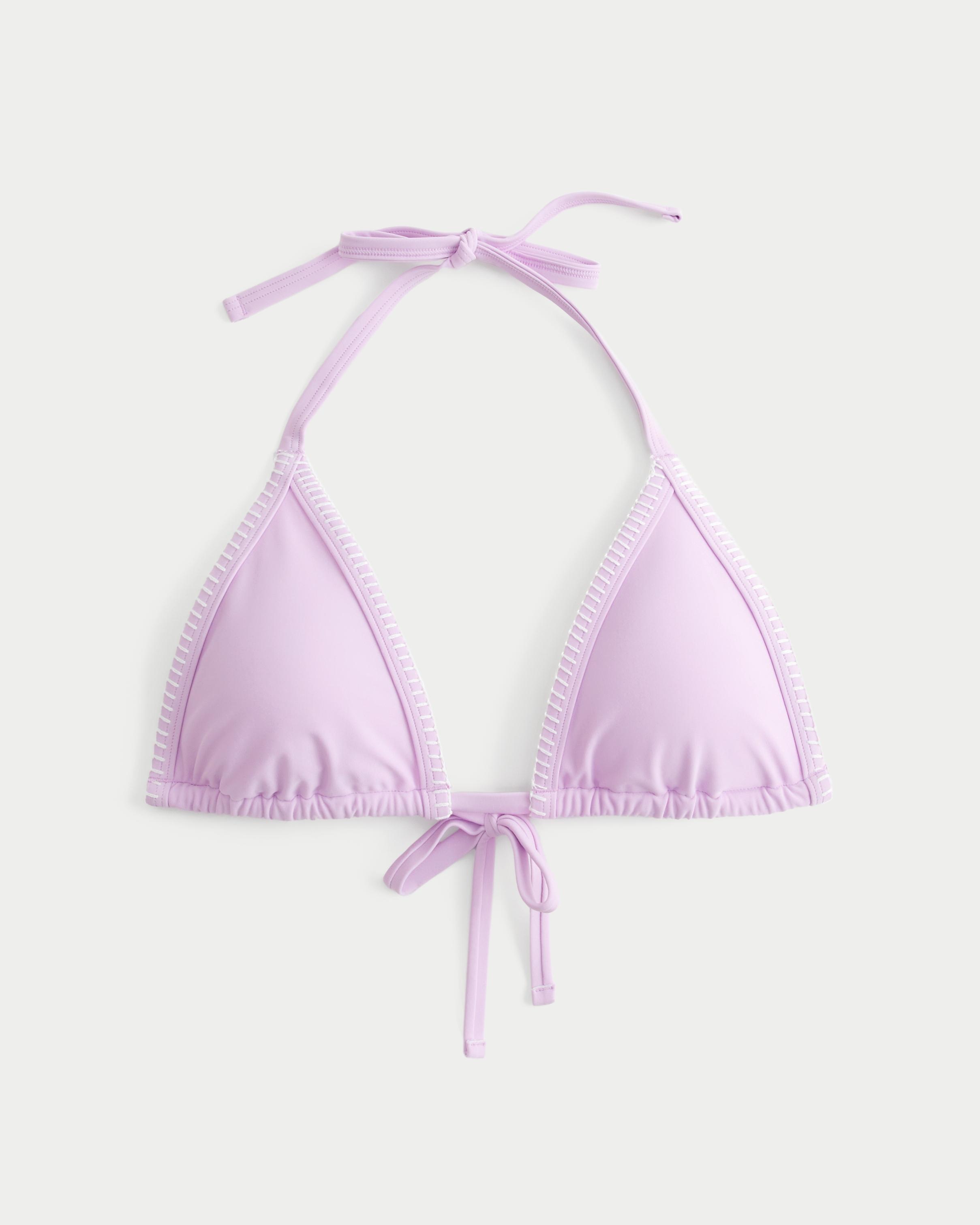 Embroidered Stitch Triangle Bikini Top Product Image