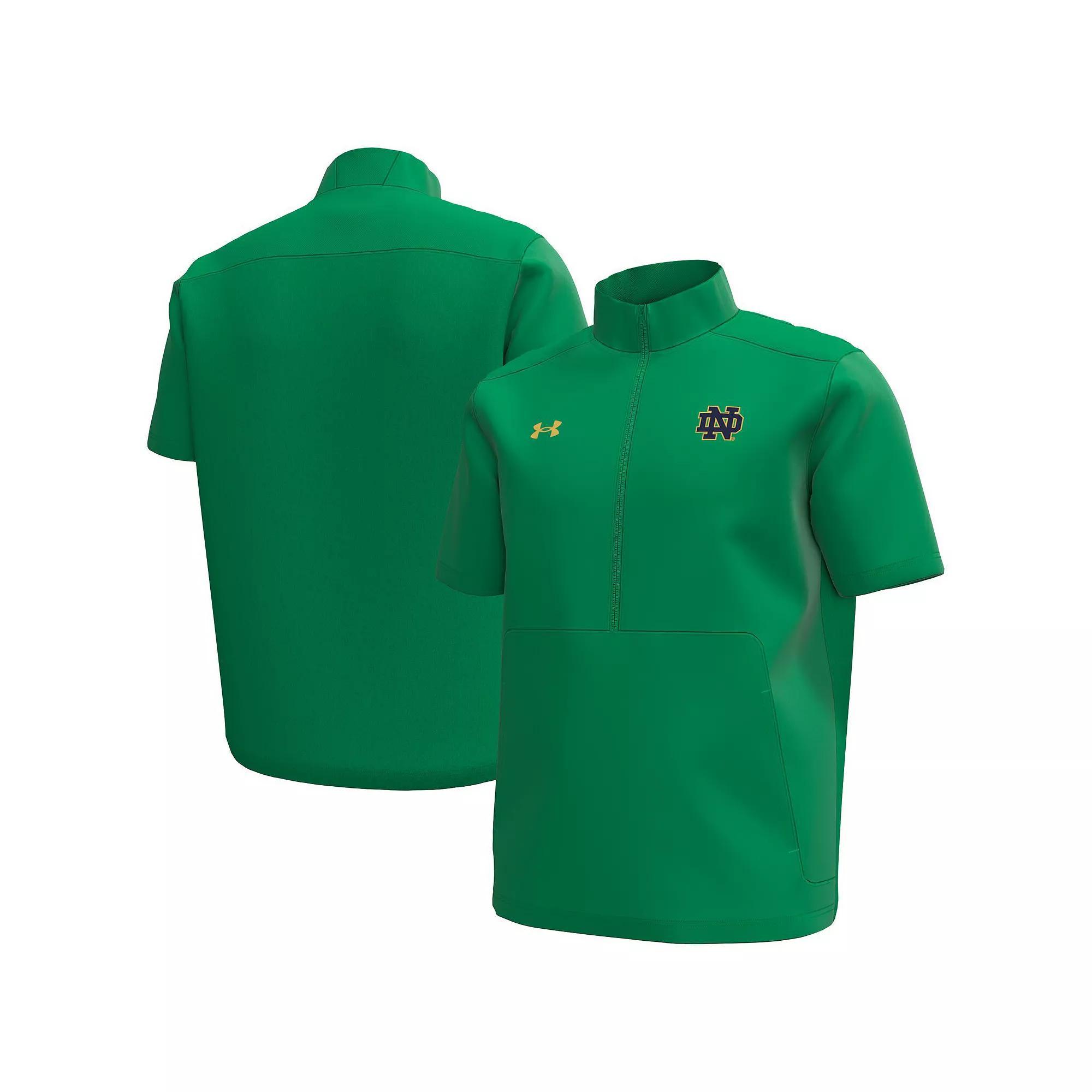 Men's Under Armour Navy Notre Dame Fighting Irish Motivate Quarter-Zip Short Sleeve Top,  Product Image