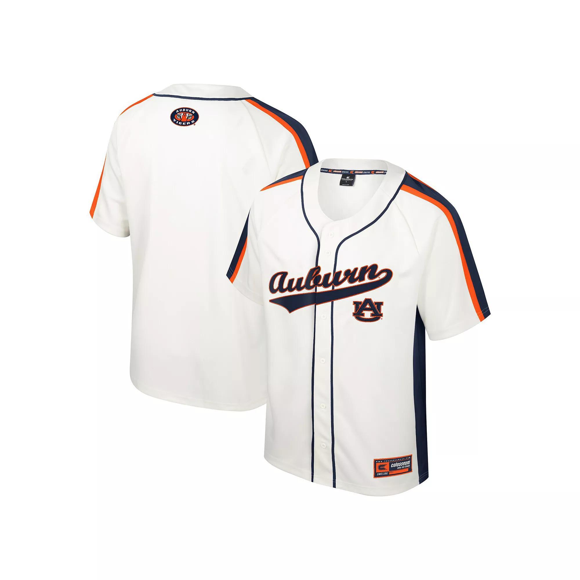 Men's Colosseum Cream Auburn Tigers Ruth Button-Up Baseball Jersey, Size: XL, Beige Product Image