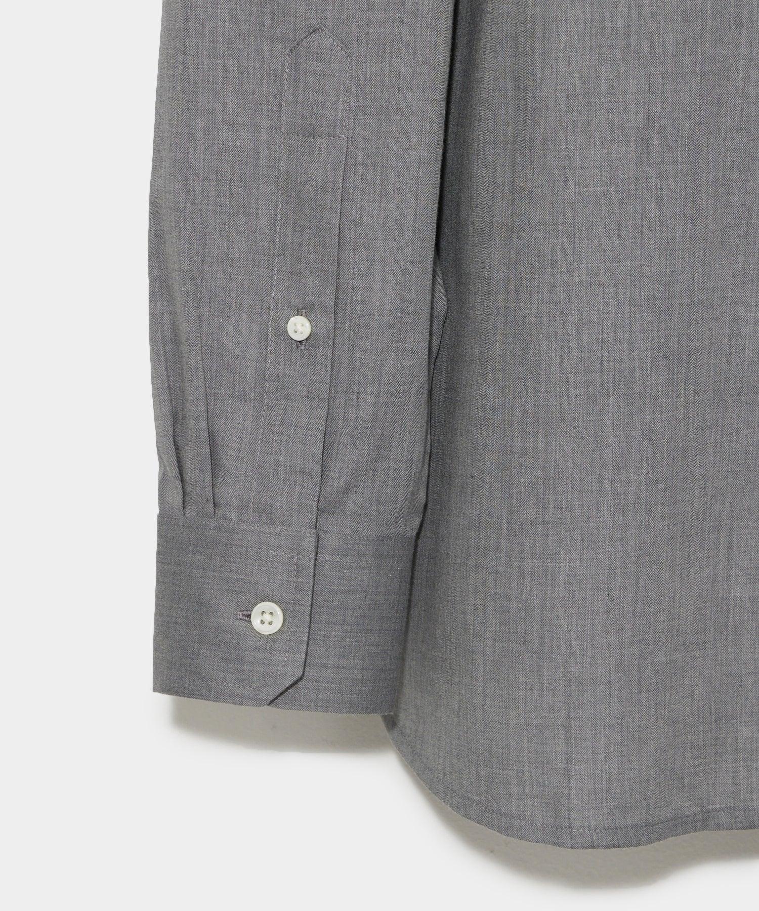 Slim Fit Flannel Spread Collar Dress Shirt in Grey Product Image