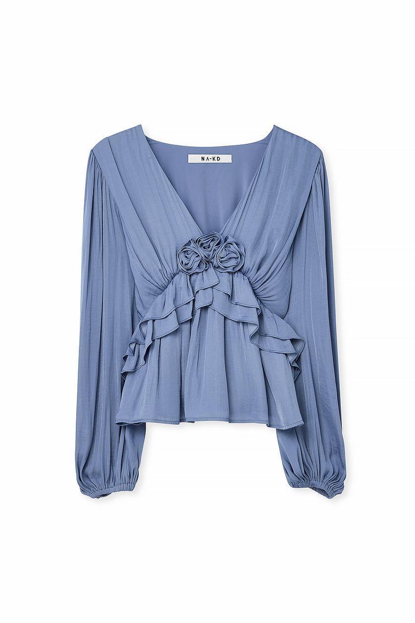 Balloon Sleeve Frill Detail Blouse Product Image