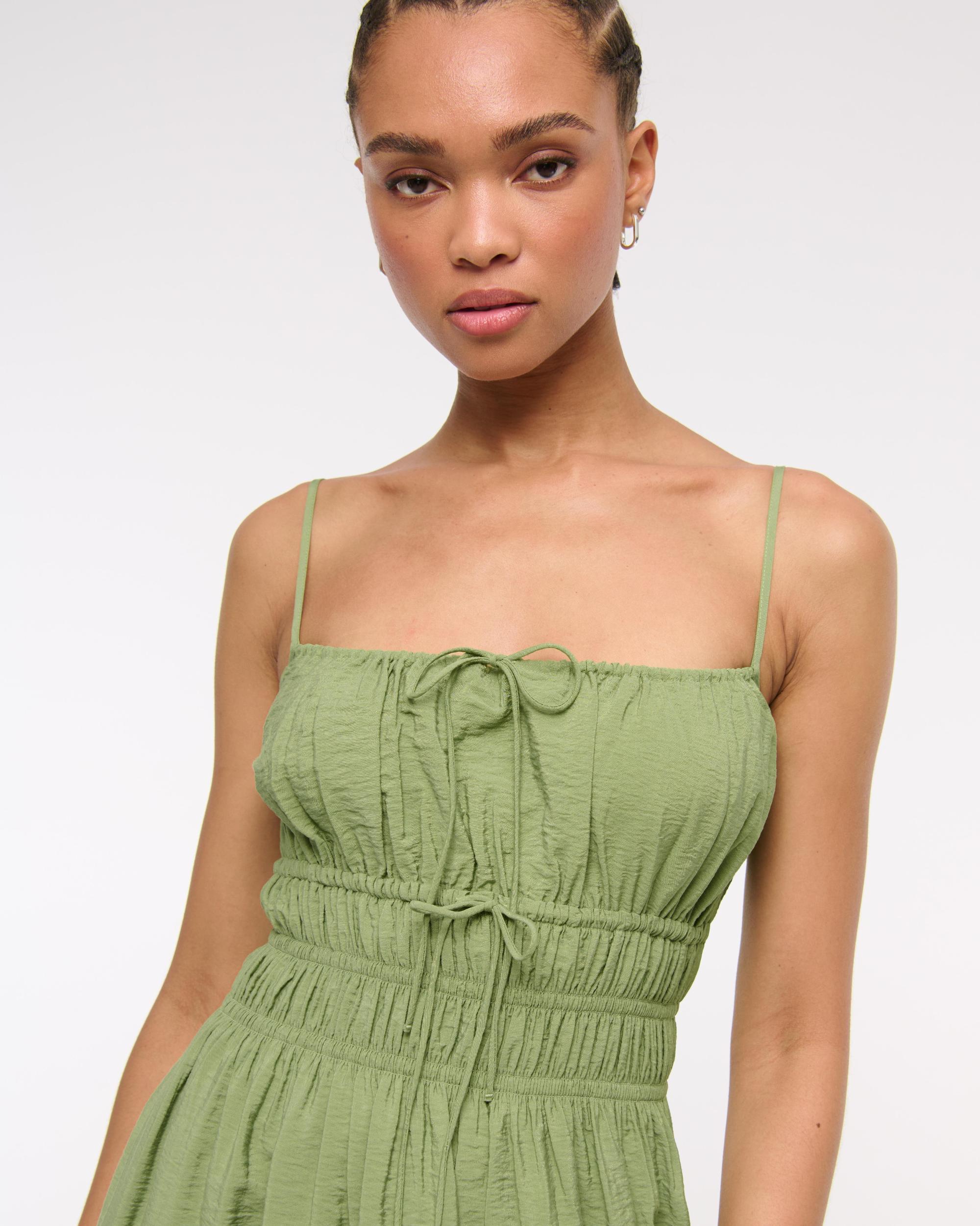 Smocked Tie-Front Maxi Dress Product Image