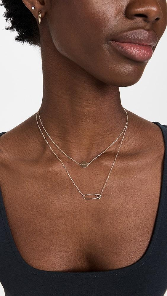 Zoe Chicco 14k Gold Safety Pin Necklace | Shopbop Product Image