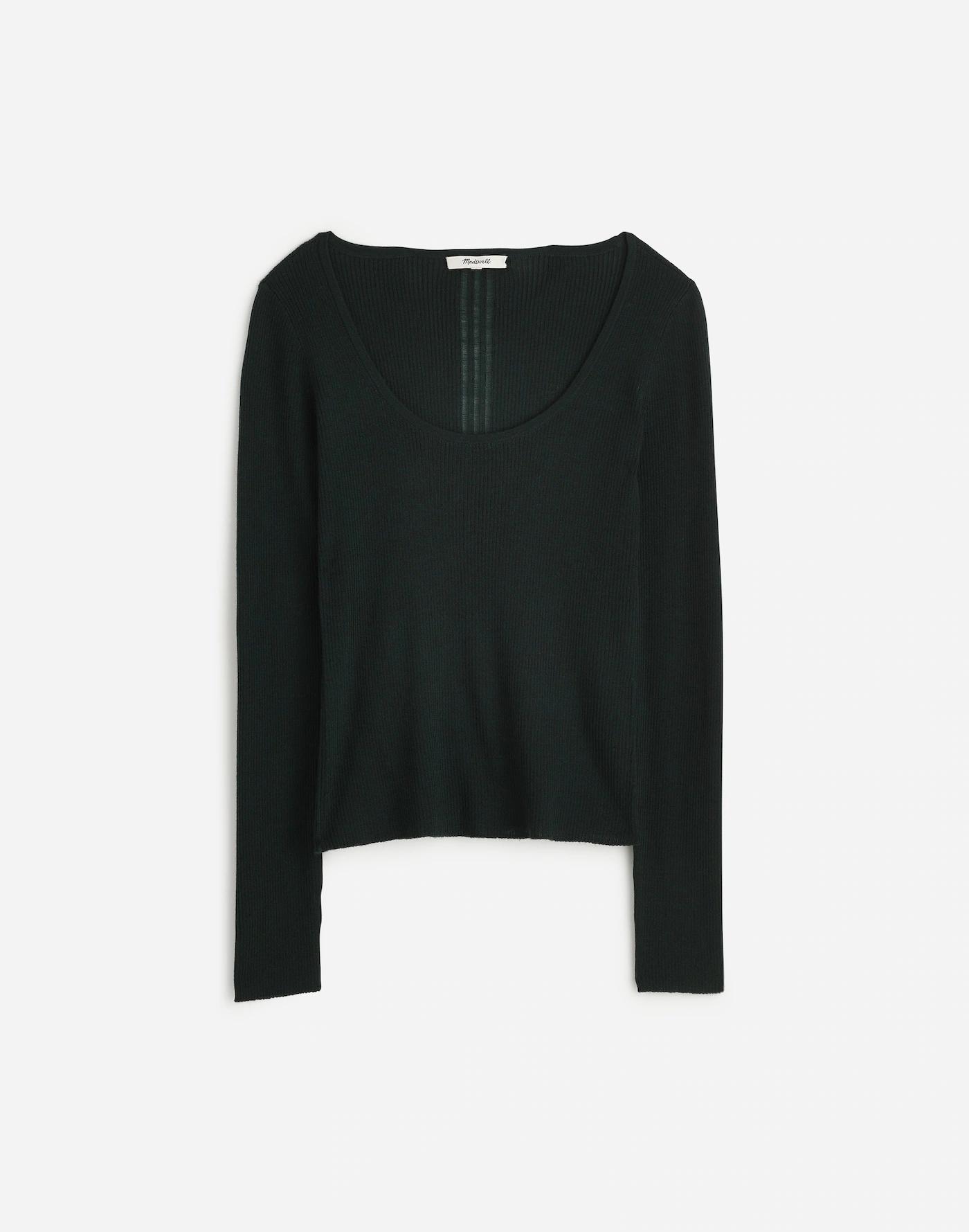 Merino Wool-Silk Blend Scoopneck Sweater Product Image
