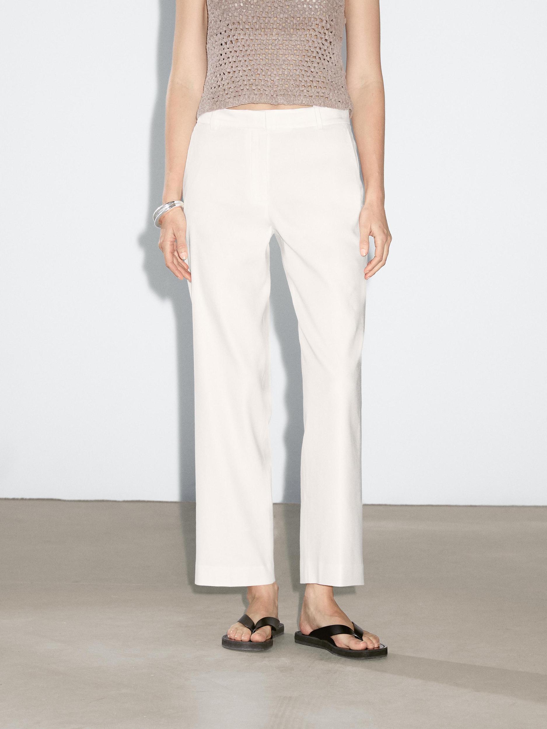 Stretch trousers with linen Product Image