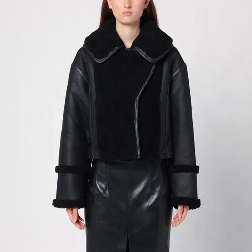 Leather-shearling Jacket In Black Black Product Image