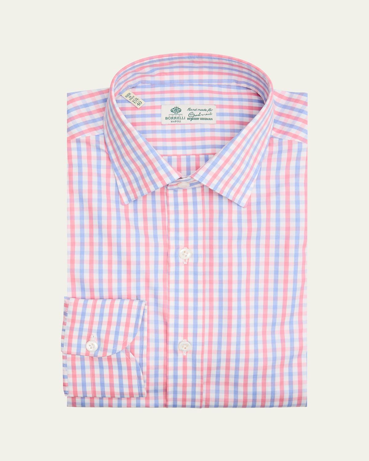 Mens Cotton Check Dress Shirt Product Image