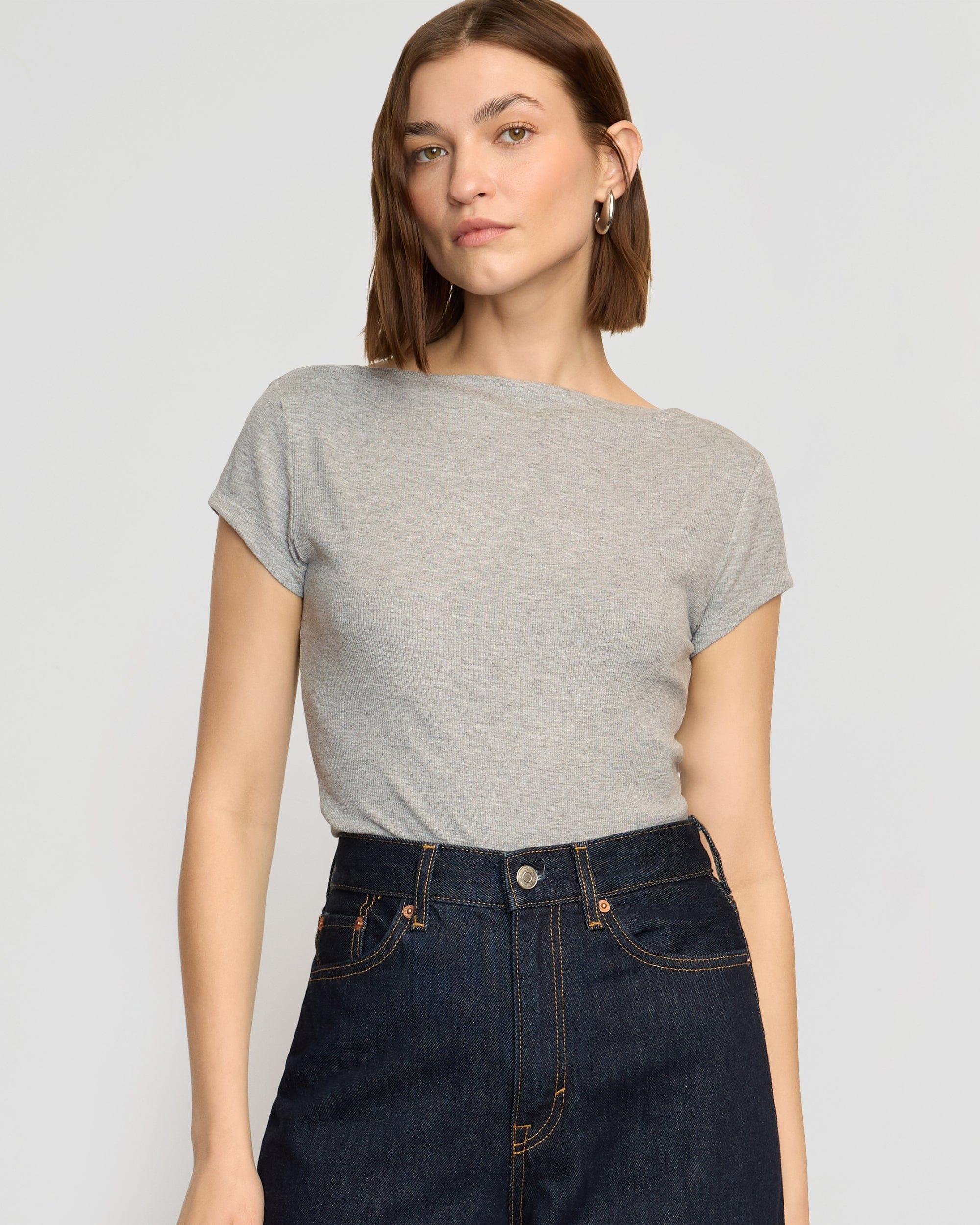 Zayna Ribbed Cap-Sleeve Tee Product Image