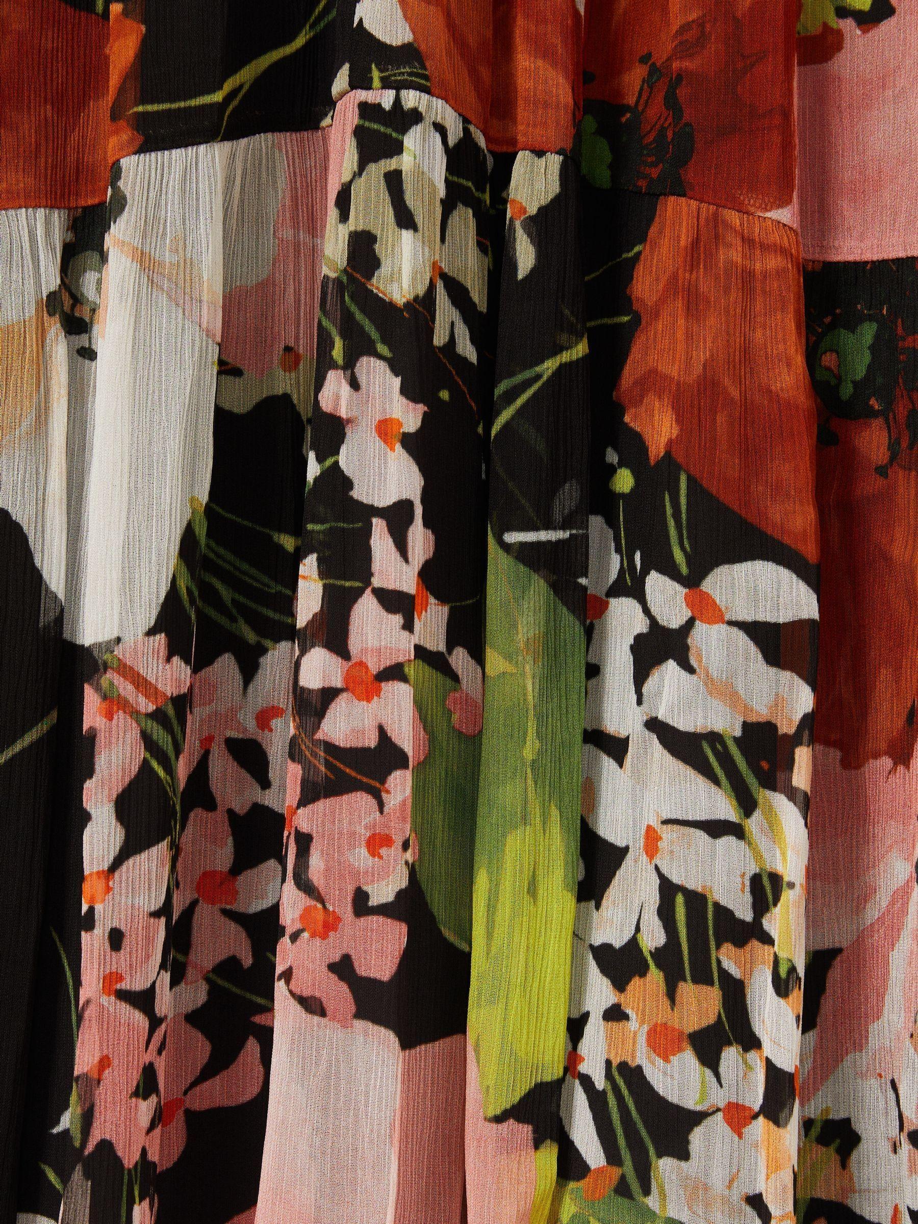 Florere Multi Tiered Tie Neck Midi Dress in Multi Product Image